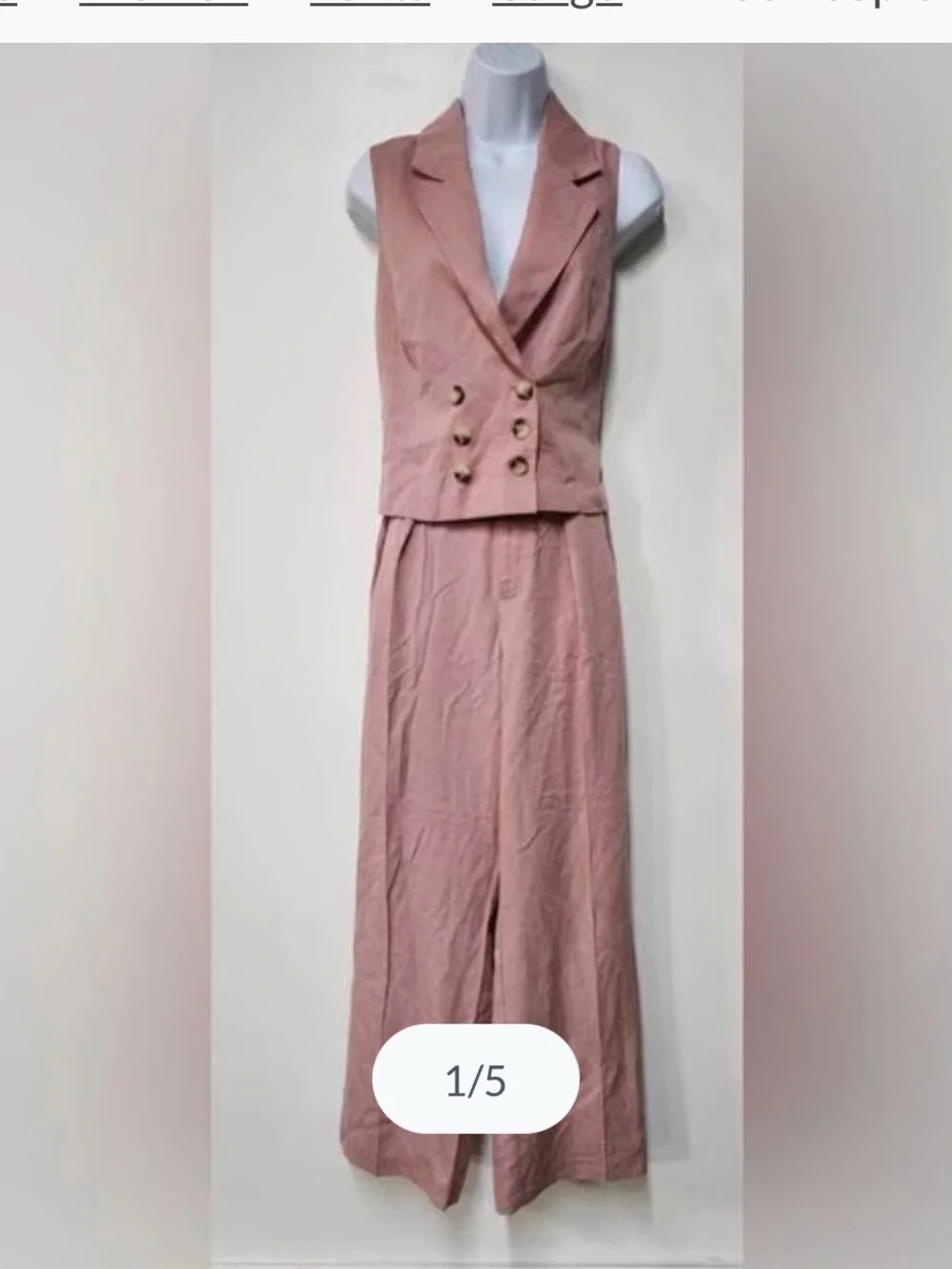 Free People Gabby vest suit set in Blush Pink